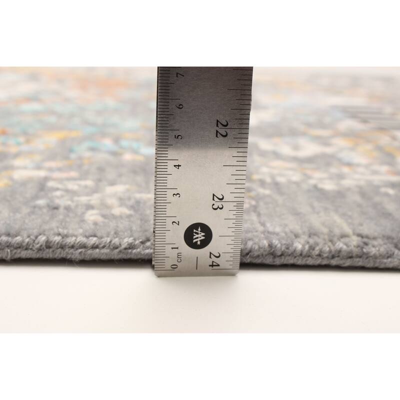 ECARPETGALLERY Hand-knotted Heritage Grey Silk, Wool Rug - 2' 7" x 8'
