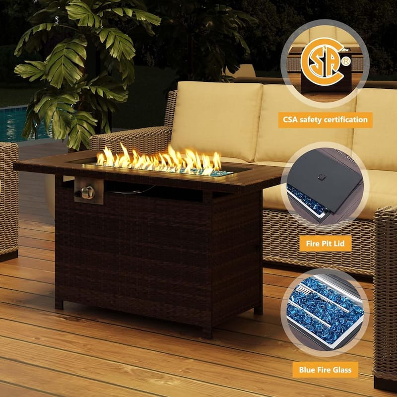 5 Pieces Aluminum Patio Furniture Set with 40" Fire Pit Table