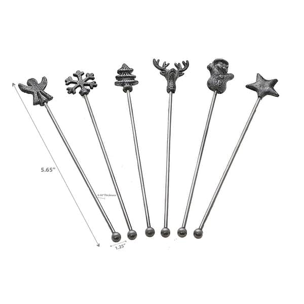 Christmas Set Of 6 Assorted Swizzle Sticks
