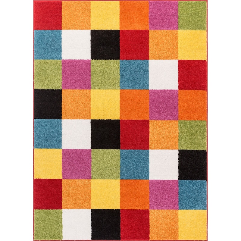Well Woven Bright Geometric Square Multi Color Kids Area Rug - 7' 10" x 10' 6"