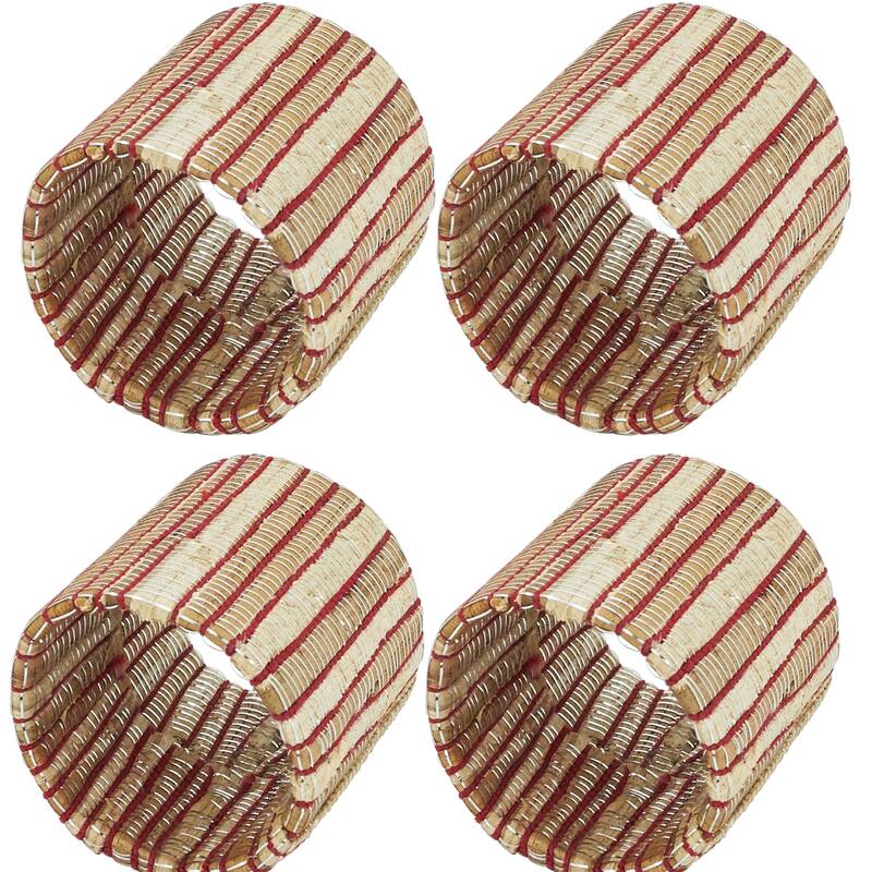 Shimmering Napkin Rings With Woven Nubby Design (Set of 4)