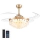 preview thumbnail 10 of 8, 48" Smart Gold Retractable Ceiling Fan with LED Light&Shell Crystal Shade - 48''