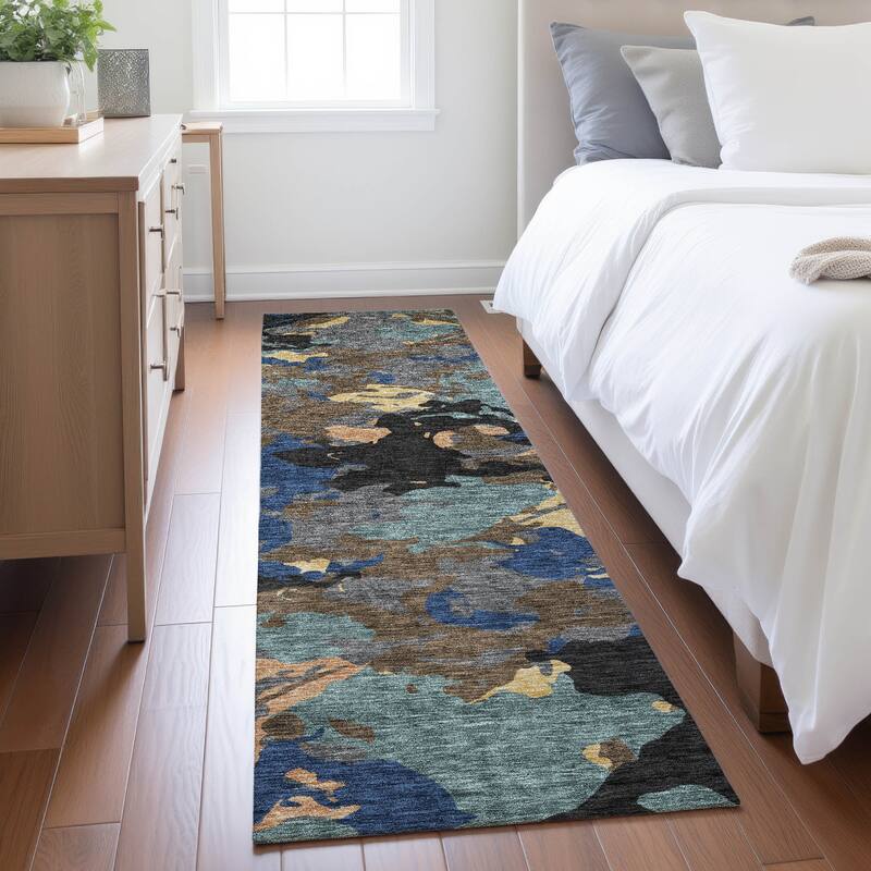 Machine Washable Indoor/ Outdoor Abstract Mexi Chantille Rug