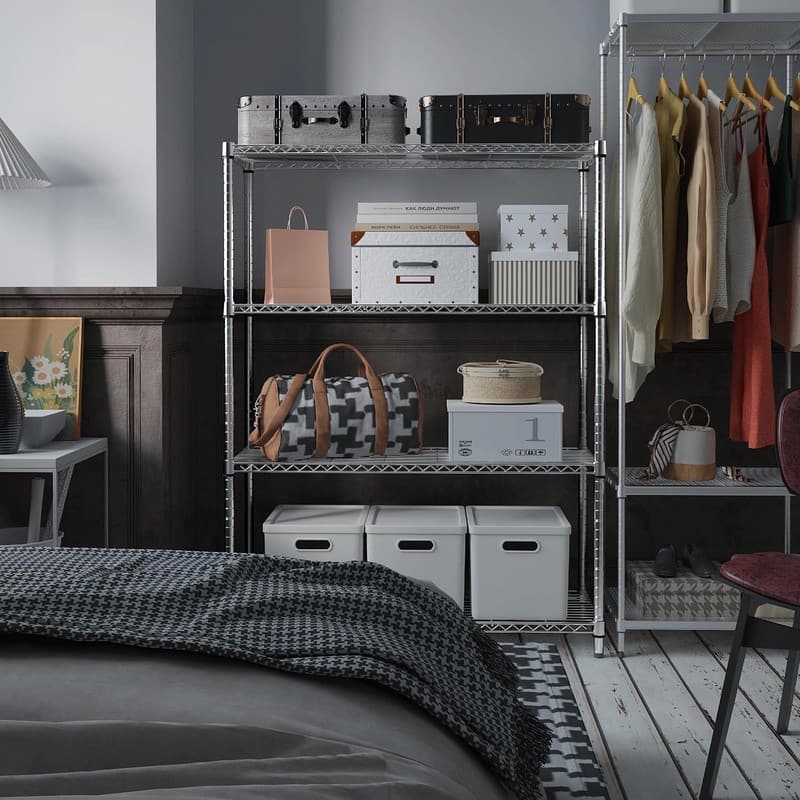 1400 LBS Heavy Duty Garage Shelving, 4-Tier Adjustable Black Metal Wire Storage Shelf Unit