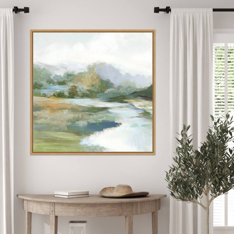 Gentle Hills and Flowing Stream by PI Studio (30 x 30 in.), Framed Canvas Wall Art Print