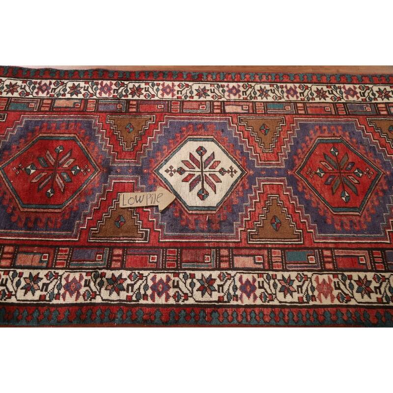 Ardebil Persian Vintage Runner Rug Handmade Wool Carpet - 3'4"x 10'6"