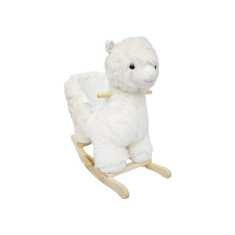 Kids Ride-On Rocking Horse Toy with Lullaby Song, Rocking Toy with Hand Puppets & Safety Belt