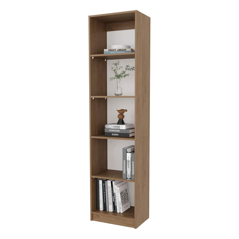 Sutton Slim Bookcase with Open Storage and 5 Shelves