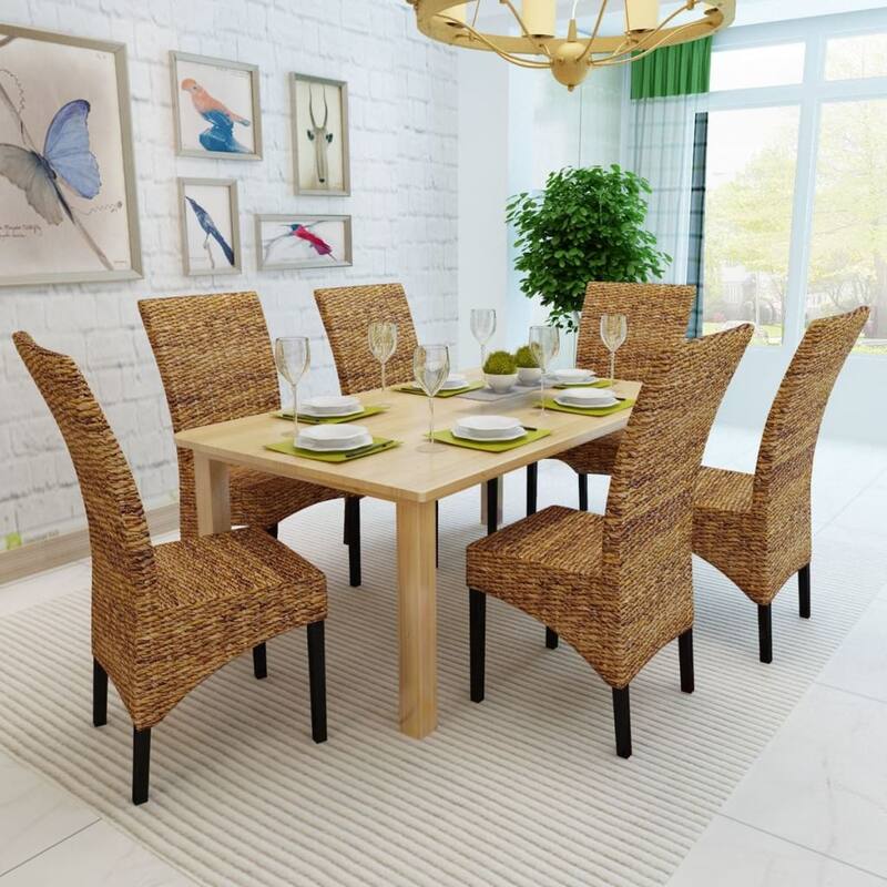 vidaXL Dining Chairs 2 pcs Abaca and Solid Mango Wood