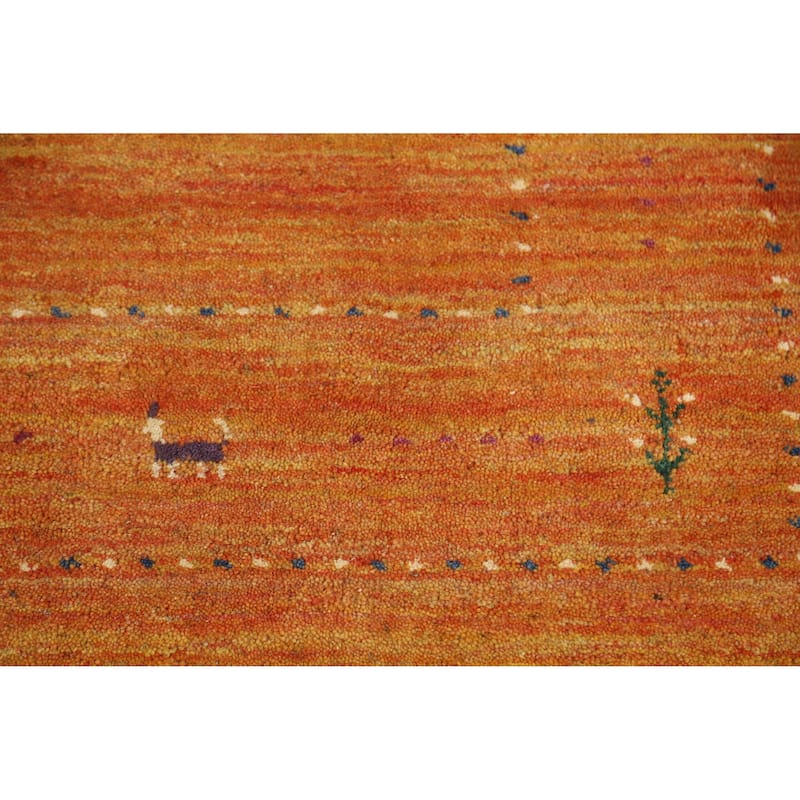 Hand Knotted Oriental 100% Wool Carpet Tribal Tribal Oranges & Rust Gabbeh Area Rug - 7' 8'' X 4' 11''
