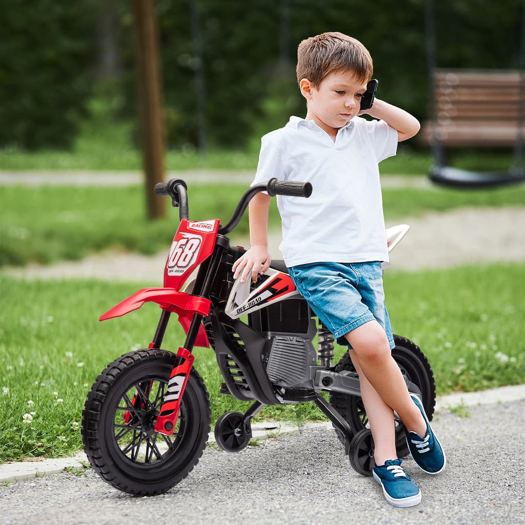 Qaba 12V Kids Motorcycle W/ Twist Grip Throttle, Rear Suspension