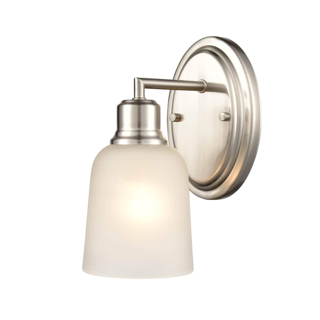 Millennium Lighting Amberle 1 Light Brushed Nickel or Matte Black Wall Sconce with Frosted White Shade