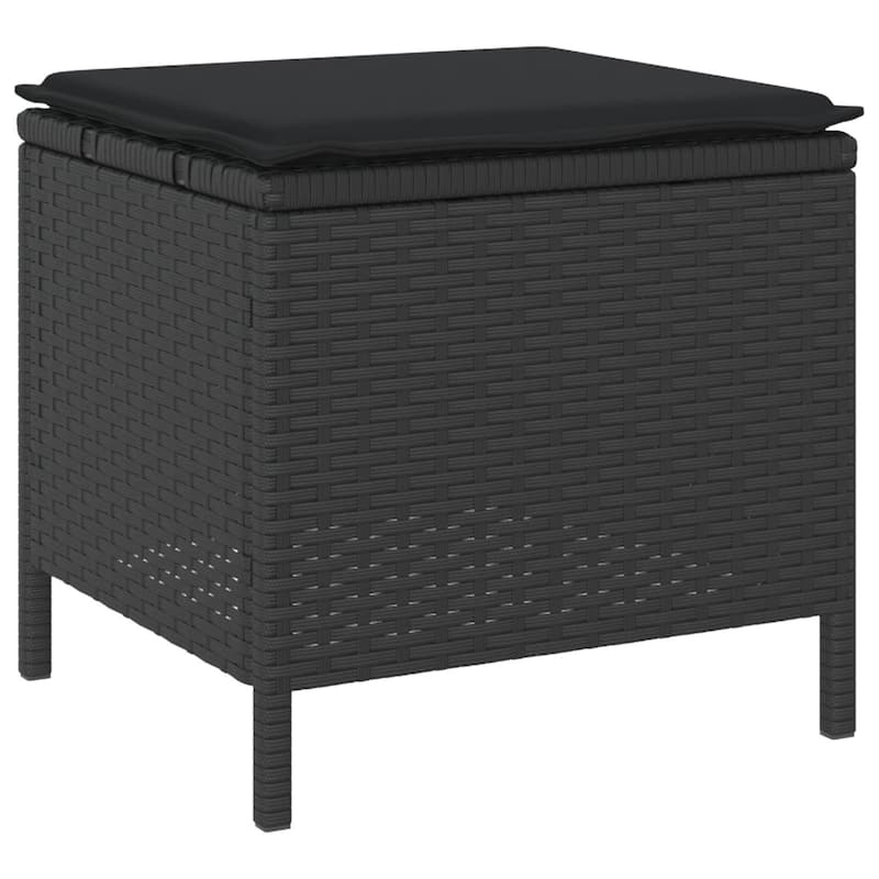 vidaXL 3/4 Piece Garden Dining Set with Cushions Black Poly Rattan Acacia