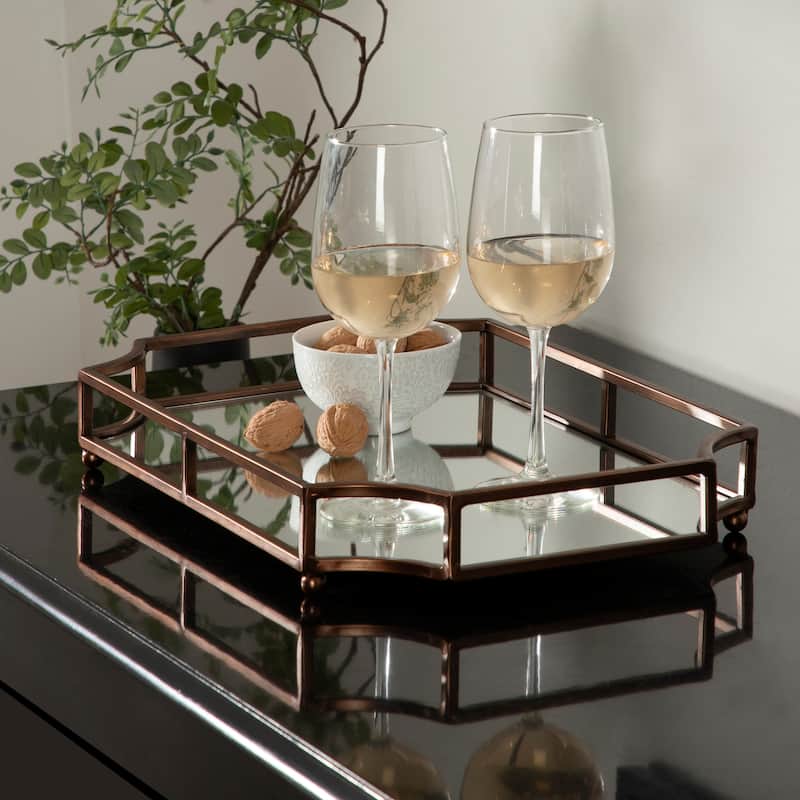 Kate and Laurel Ciel Mirrored Decorative Tray - 19x13x3