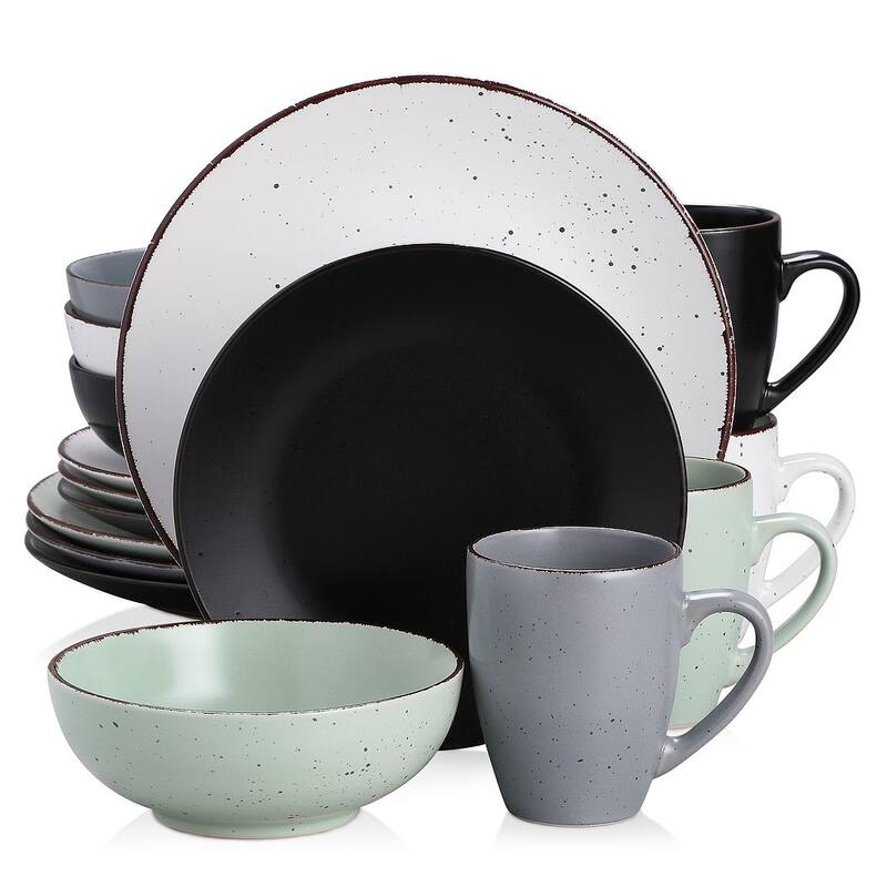 vancasso Moda 16-Piece Matte Speckled Dinnerware Set, Service for 4