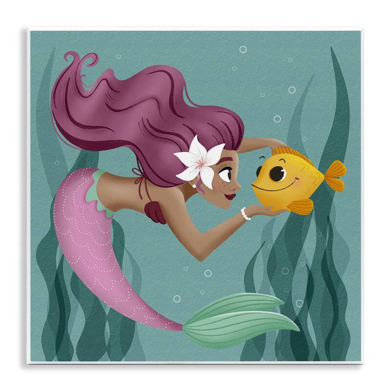 Stupell Mermaid & Fish Friends Wall Plaque Art Design By Sarah Hickman - 12 x 12