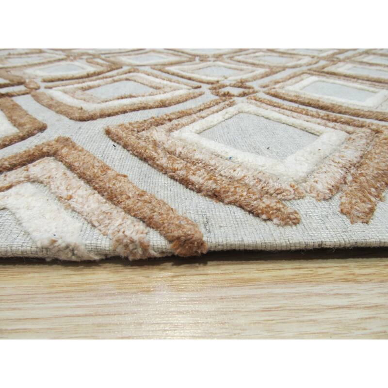 Brown Contemporary Geometric Raga Area Rug - 5' x 8'