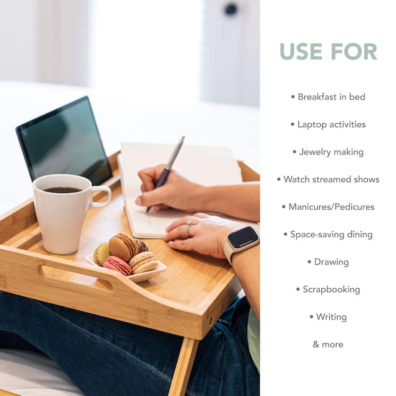 Rossie Home Large Media Bed Tray with tablet and phone holder