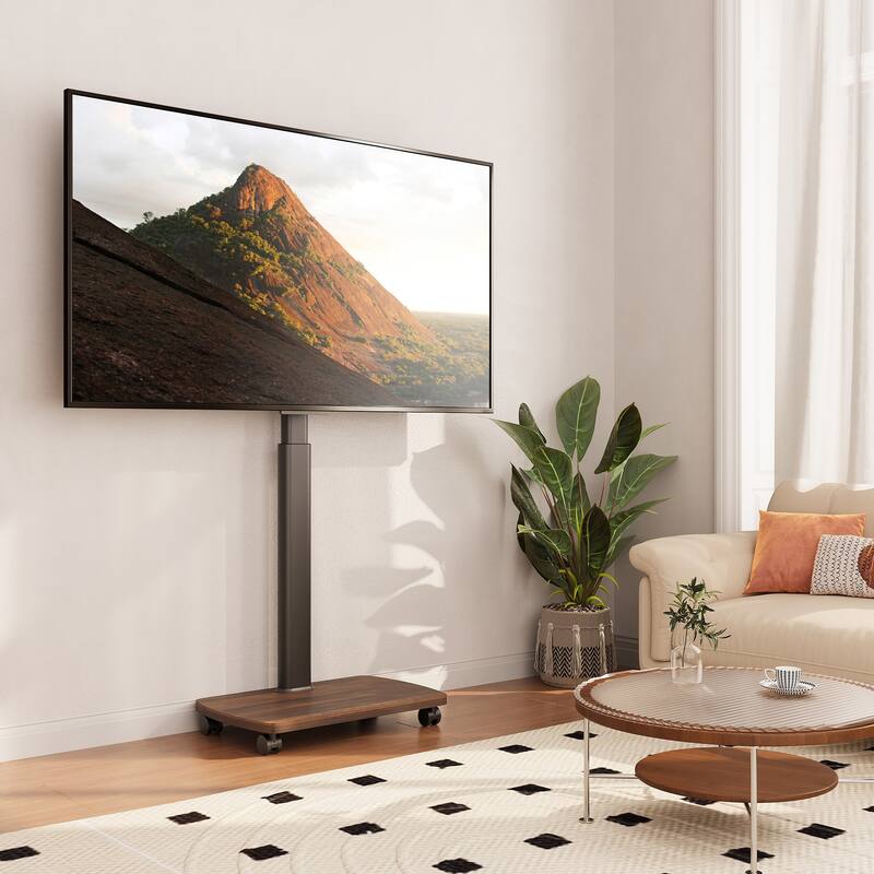 AOKCOS Modern Rolling TV Stand with Wheels for 43 to 75 inch TVs