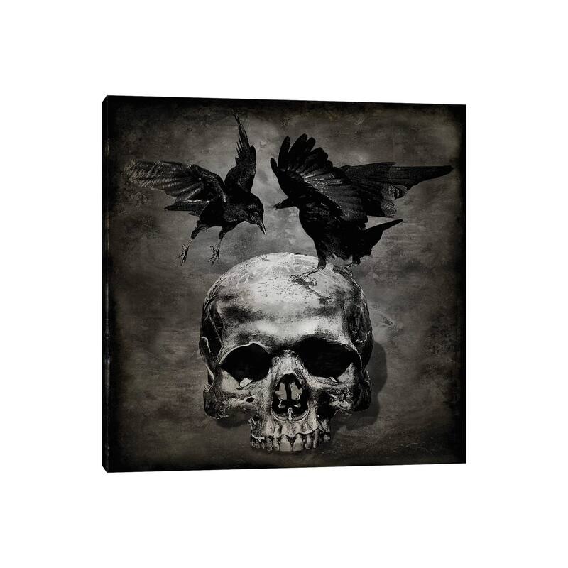iCanvas "Skull With Crows" by Martin Wagner Canvas Print