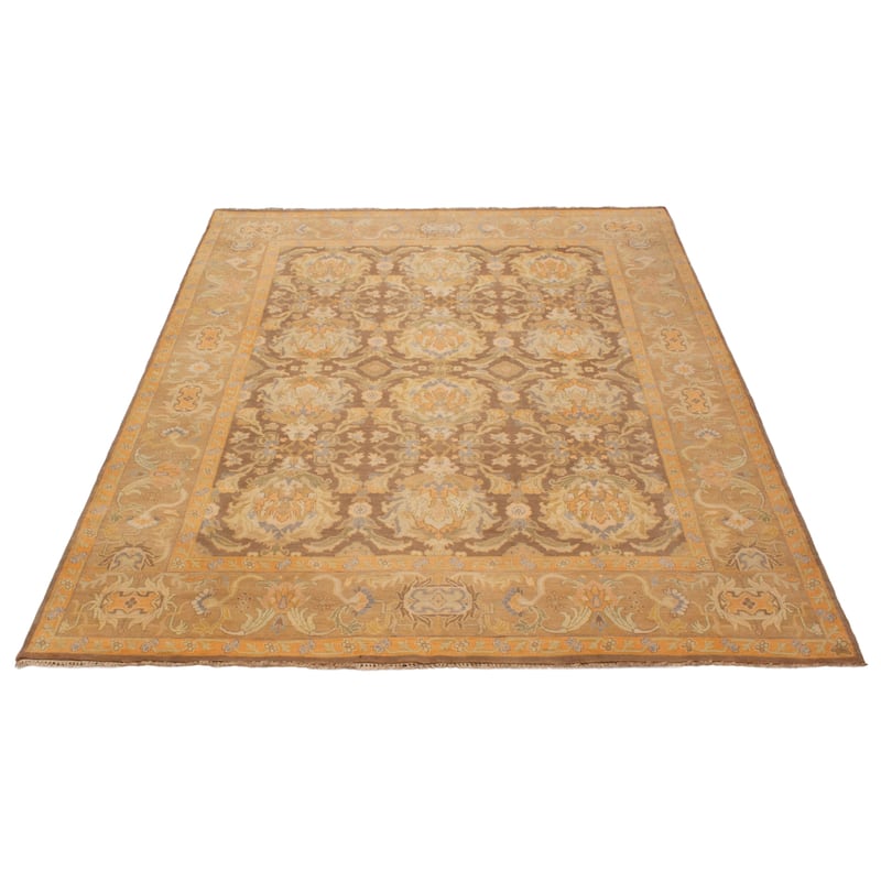 ECARPETGALLERY Hand-knotted Finest Agra Jaipur Brown Wool Rug - 7'9 x 9'9