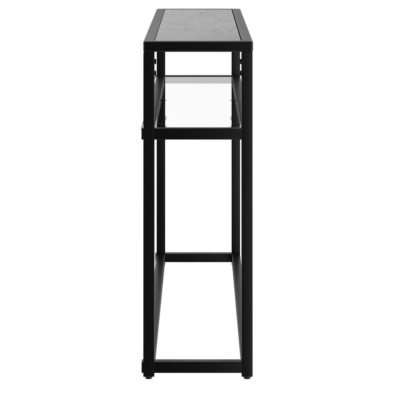 Contemporary 2 Tier Glass and Metal Console Table