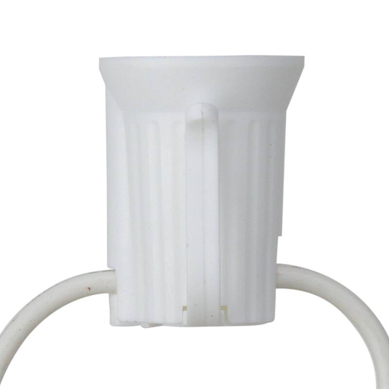 C9 Christmas Light Socket Set Commercial - 50' - White Wire - 18 Gauge