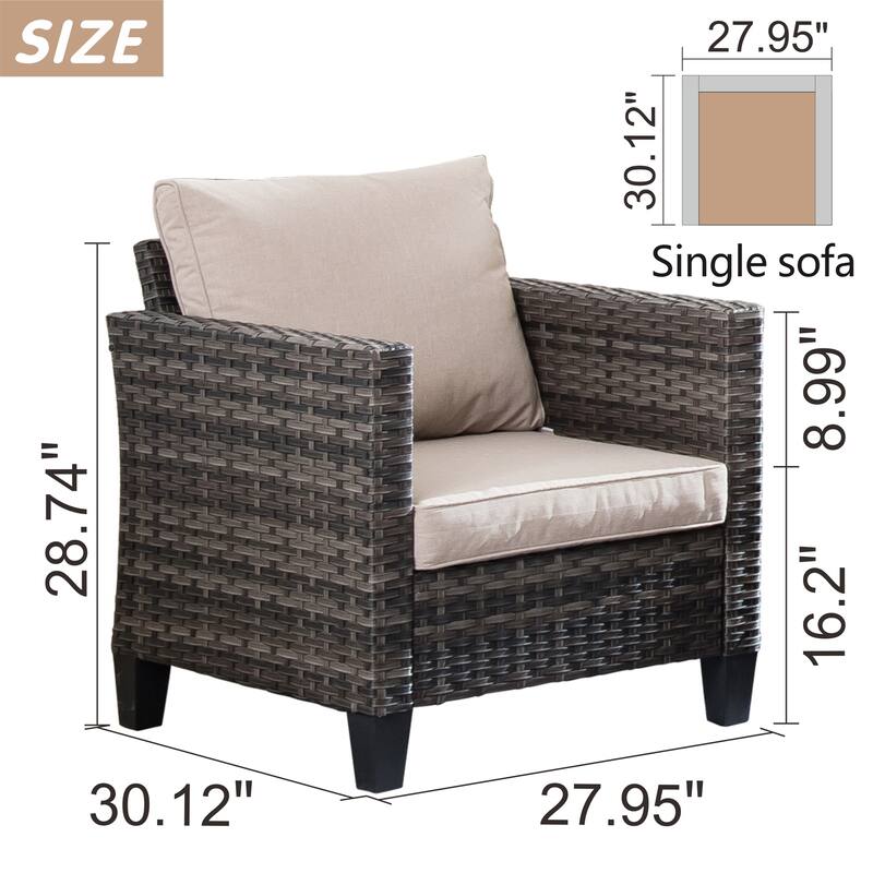 XIZZI 2-piece Patio Rattan Wicker Chair Set with Cushions