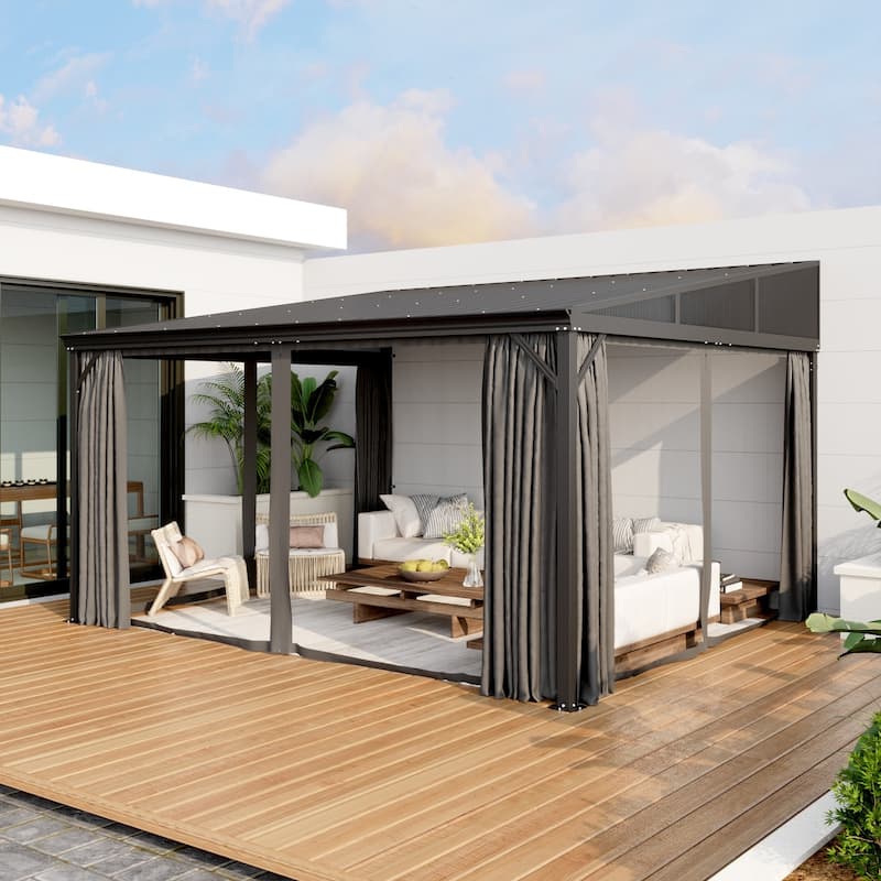 Aluminum Patio Gazebo Curtains Mosquito Netting Outdoor Canopy Backyard Poolside Garage Door