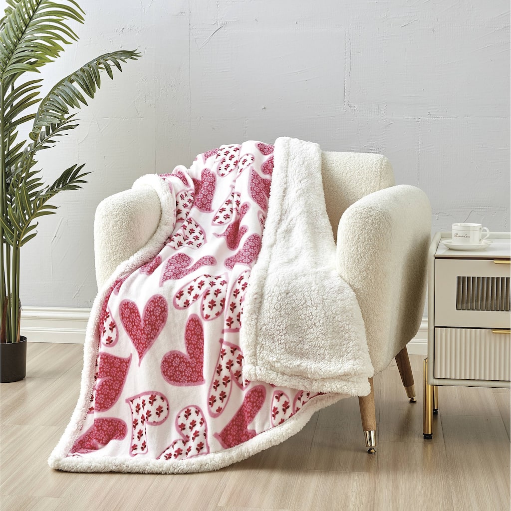 Valentine's Day Blanket - Ultra Soft Microplush Throw 50 x60 with Heart Design | Cozy, Durable & Machine Washable