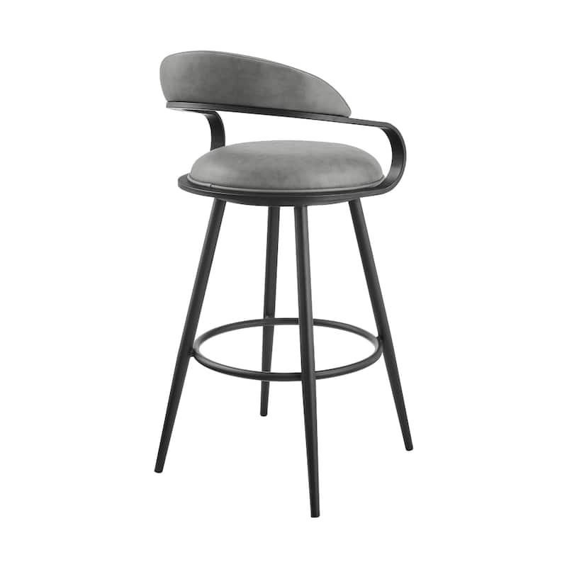 Gargy Swivel Counter Stool Chair with Floating Back, Gray Faux Leather