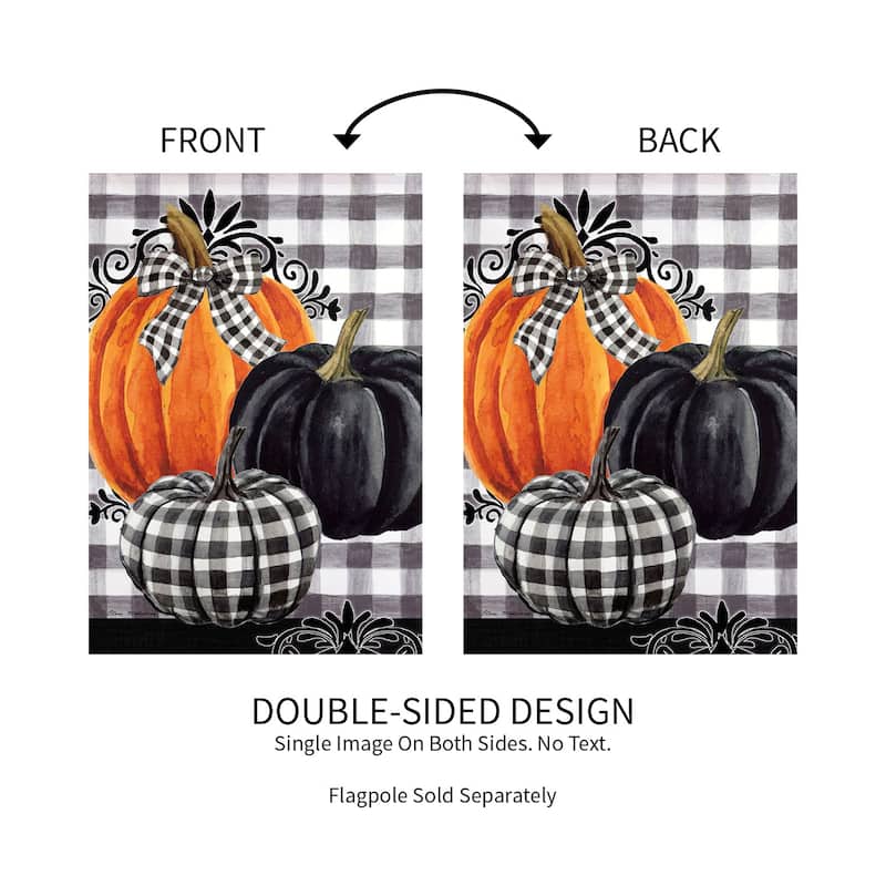 12.5 in. x 18 in. Pumpkin Check Garden Suede Flag