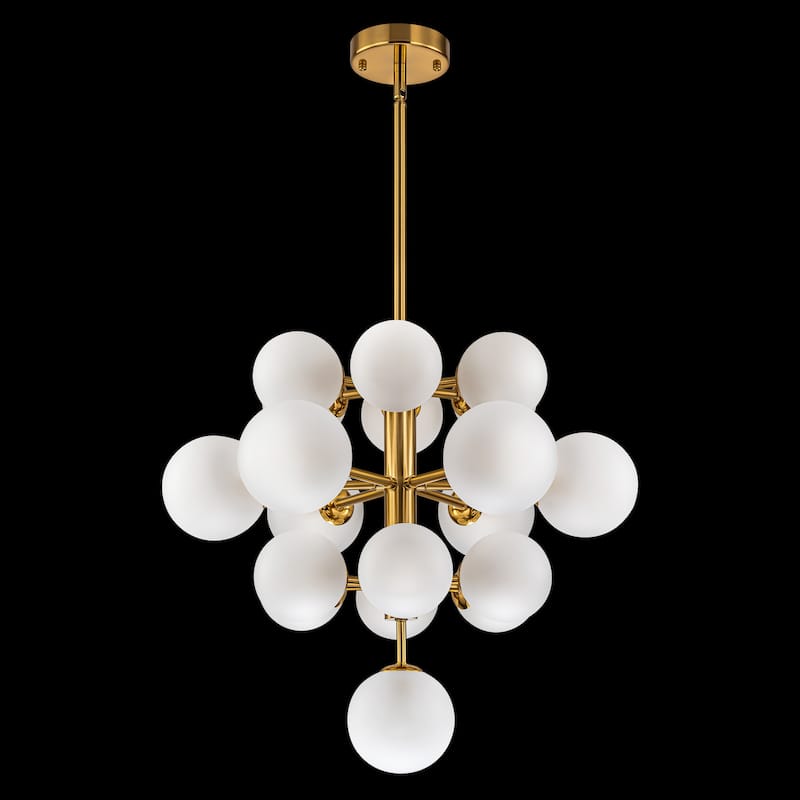 Burness 19-Light 4-Tiered Cluster Sputnik Atomic Glass Globe Bubble Chandelier