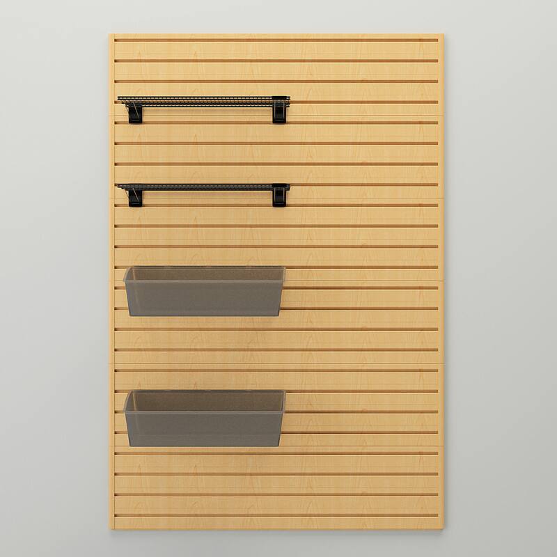 5 Piece Slatwall Panel, Shelf And Hard Bin Set