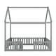 preview thumbnail 8 of 22, Full Size Solid Pine Wood House-Shaped Design Kids Bed Frame with Fence, Door and Distressed Washed Finish for Bedroom, Grey