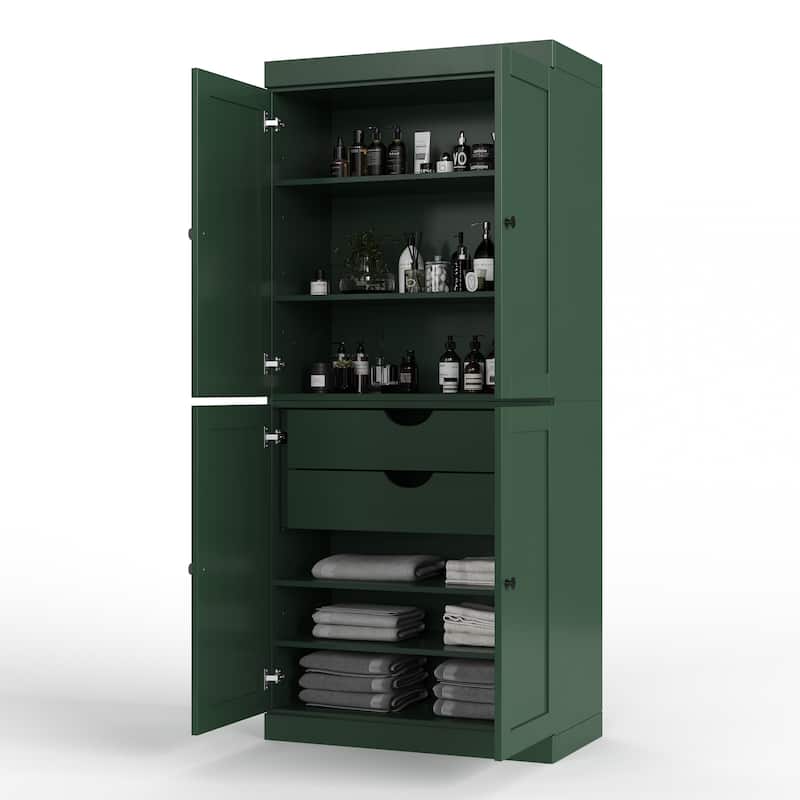 Palace Imports 100% Solid Wood 32" Bathroom Storage Cabinet with Shaker Doors, 2-Drawers and Adjustable Shelves - Green