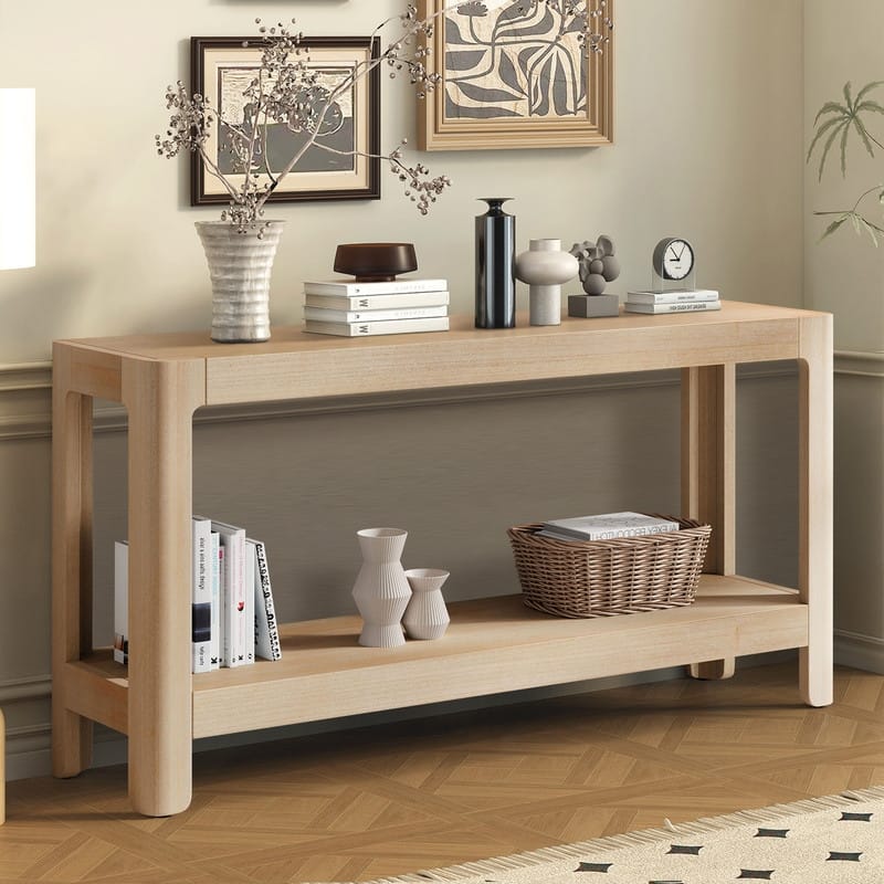 59" Modern Console Table with Elegant Minimalist Design and Premium Wood Veneer Finish