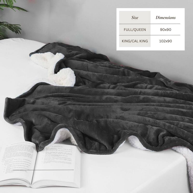 Linery & Co. Velvet Plush Reversible Sherpa Bed Blanket