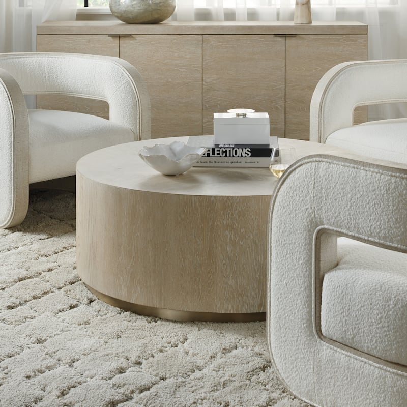 Hooker Furniture Cascade 42" Round Drum Modern Luxury Designer - Terrain Taupe