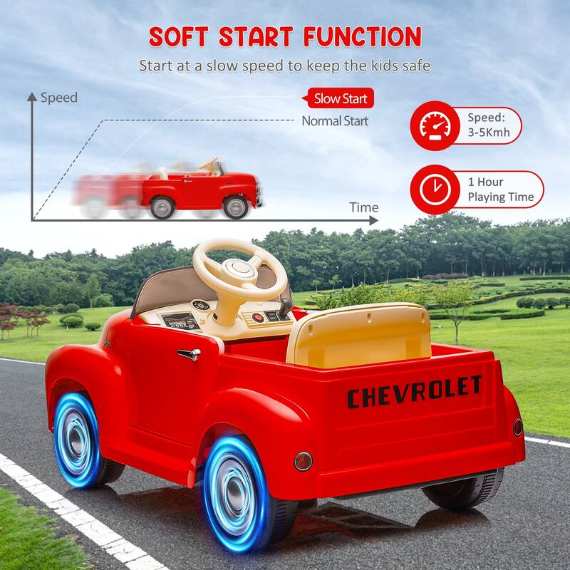 12V Ride On Car for Kids Ages 3-5, Licensed Chevrolet Kids Electric Cars