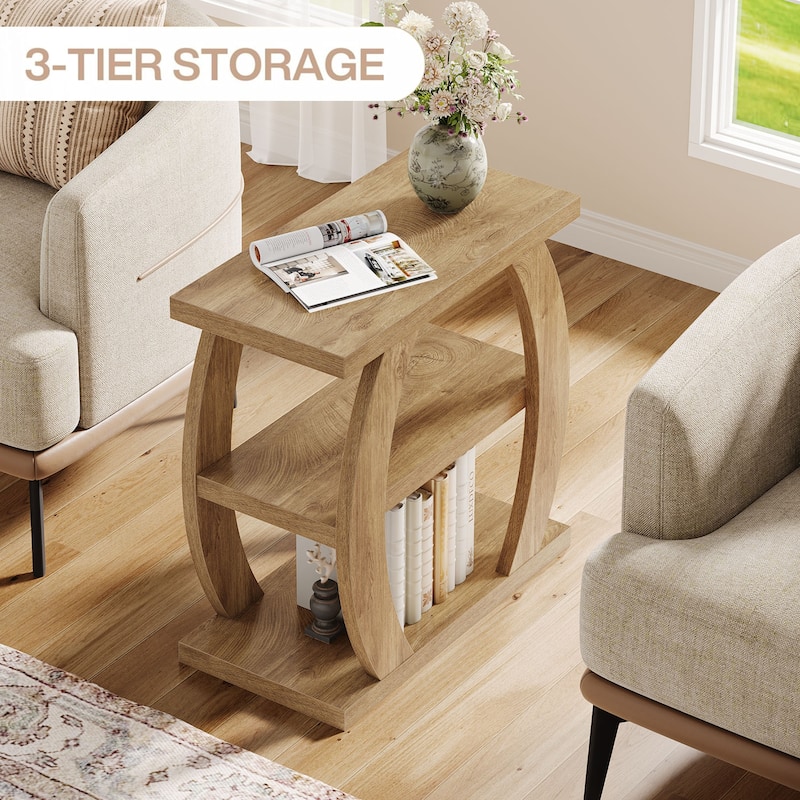 3 Tier Wood End Table for Living Room