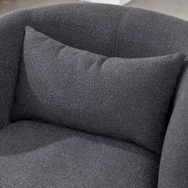 KINWELL 2-Piece Sherpa Living Room Set 1 Accent Chair 1 Boucle Ottoman