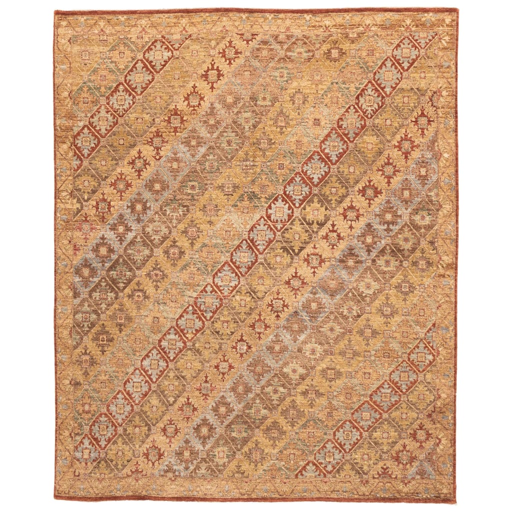 ECARPETGALLERY Hand-knotted Peshawar Ziegler Light Brown Wool Rug - 8'1 x 9'11
