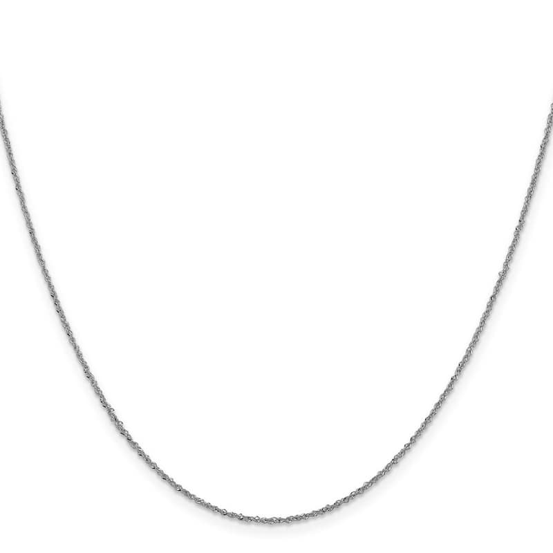 Curata Italian 14k White Gold 1.0mm Sparkle Singapore Chain Necklace (Lobster) Options: 16 18 20 22 24