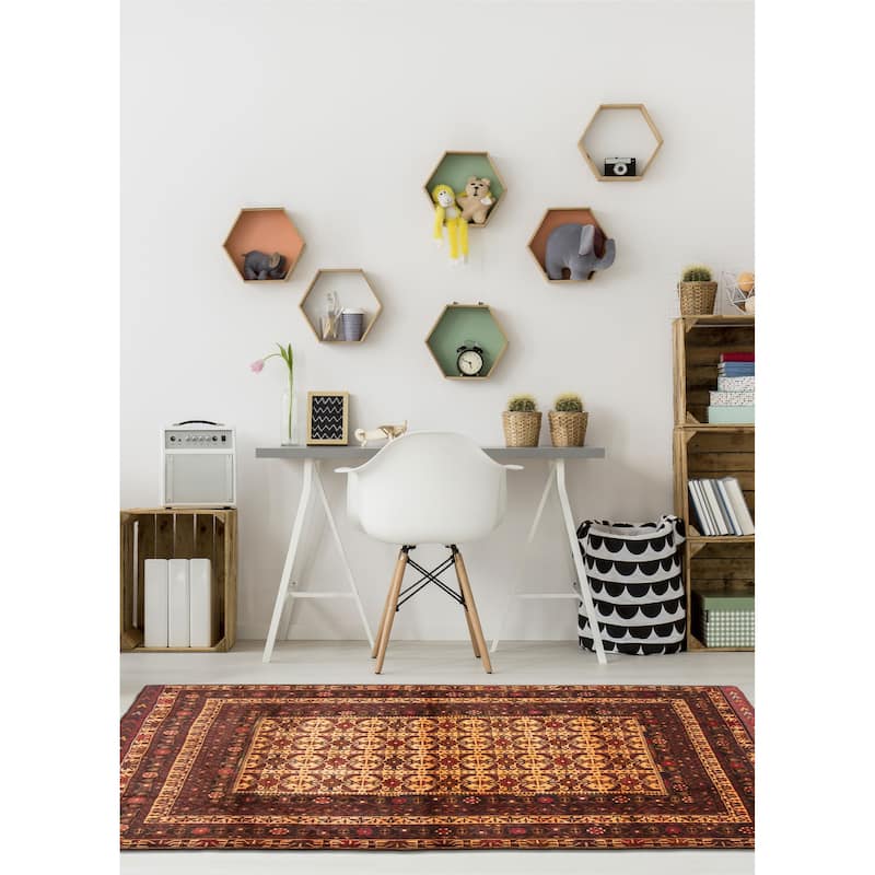 Teimani Orange Rug 4'2" x 6'3" - 4'2 x 6'3