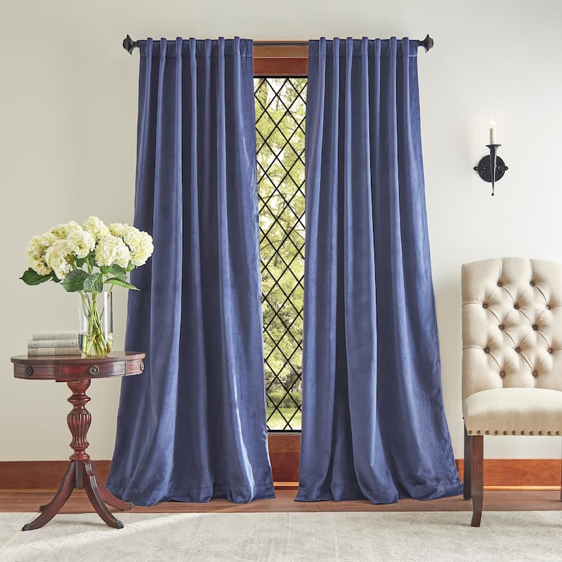 Martha Stewart Lucca Velvet Blackout Curtains - Panel Pair or Valance - 95-in - Midnight Navy