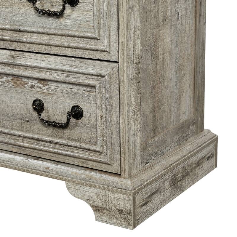 7 Drawers Dresser for Bedroom, Multi-functiona Wooden Storage Cabinet, Clothing Organizer with Roman Column Handles