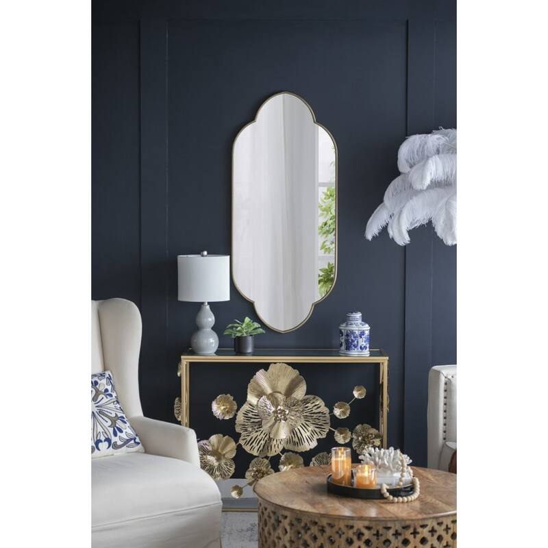 Curved Edge Wall Mirror - 48" - Champagne Gold