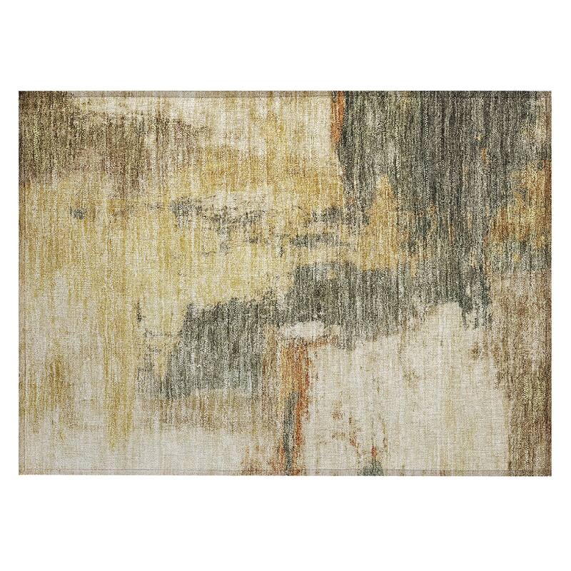 Machine Washable Indoor/ Outdoor Contemporary Abstract Chantille Rug