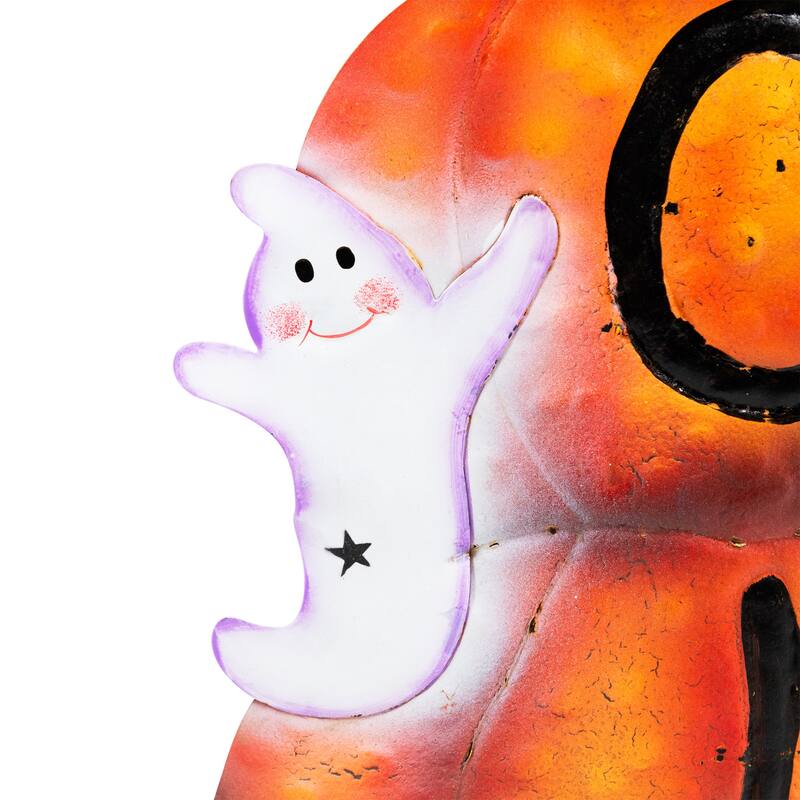 Stacked Boo Pumpkins with Ghosts Metal Halloween Porch Sign - 33"